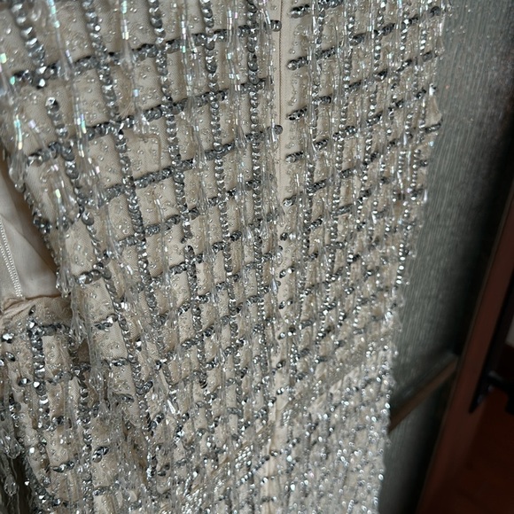 Mac Duggal 5471 Sleeveless High Neck Beaded Midi Sheath Dress NWT Nude - Picture 9 of 11